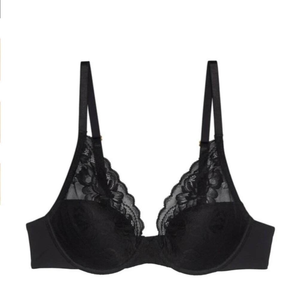 Natori Avail Convertible Contour T-Shirt Bra Black Lace Trim 34DD NWT